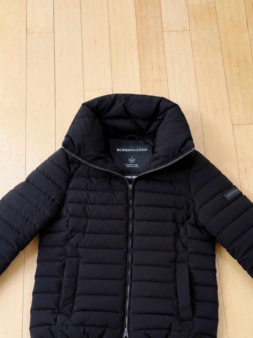 BCBGMAXAZRIA Black Hooded Puffer Jacket Like New